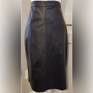 VTG 70's Vera Pelle Italy Black BUTTER SOFT Leather High Waisted Skirt 46